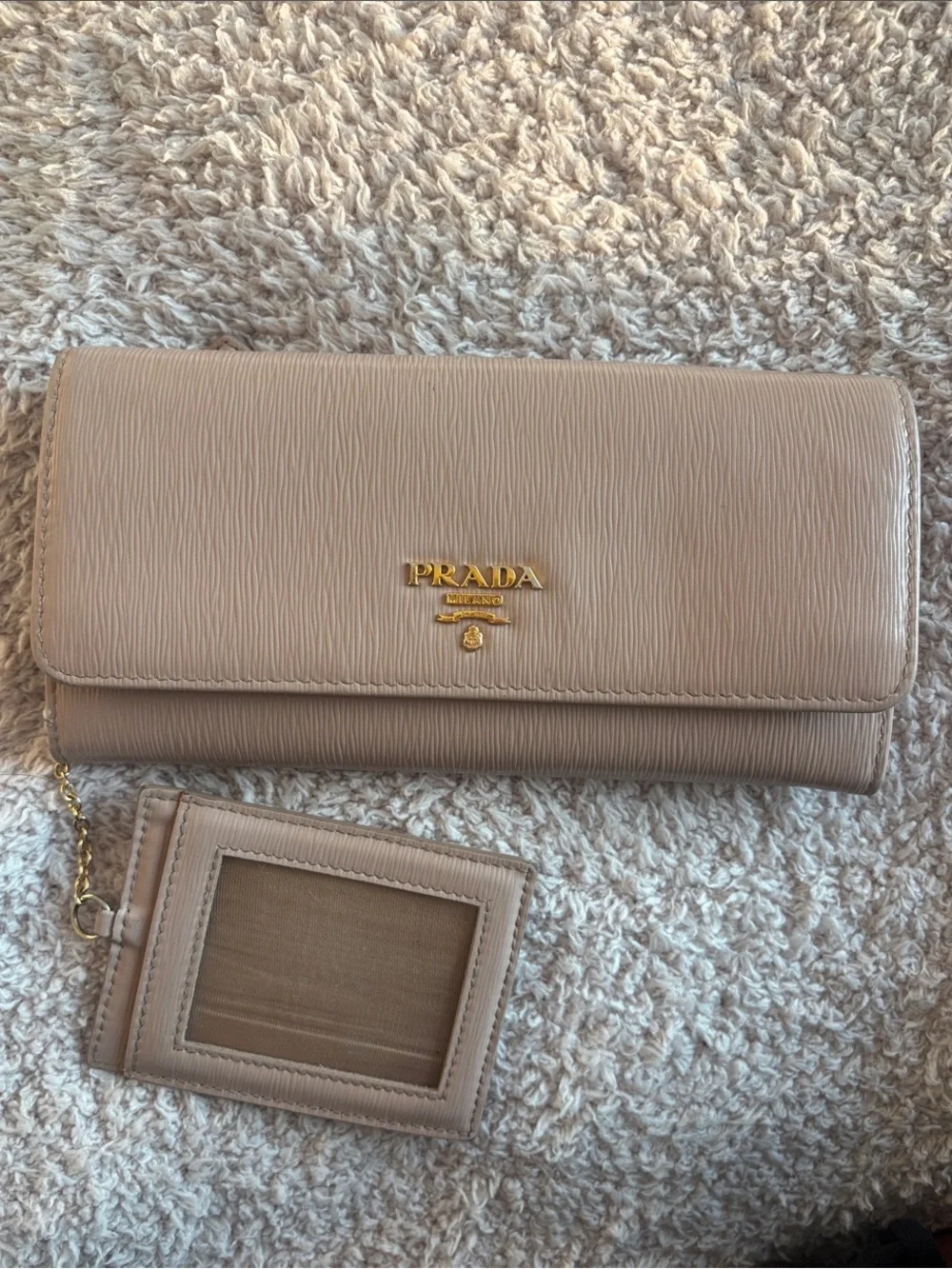 Prada Powder Pink Continental Leather Wallet